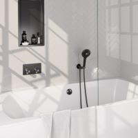 BRAUER Stripe Thermostatische Badkraan - drukknoppen - SET 04 - inbouw - badvulcombinatie - 3-standen handdouche - doucheslang - wandaansluitbocht - gunmetal geborsteld PVD 5-GM-362 - thumbnail