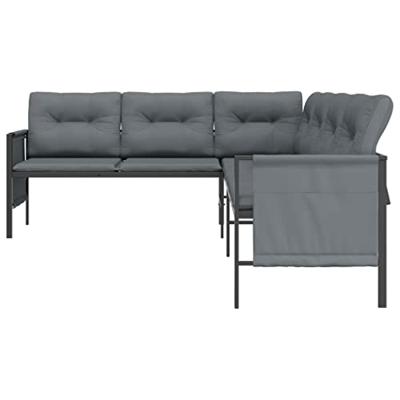 Tuinhoekbank staal en textileen antracietkleurig - thumbnail