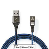 Nedis GCTB39300AL10 Data- En Oplaadkabel Usb-a Male Naar Apple Lightning 8-pins Male 180°-aansluiting Voor Gaming 1,0 M Rond Gevlochten Zwart-blauw - thumbnail