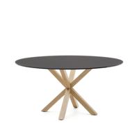 Kave Home Ronde Eettafel 'Argo' Glas en houtlook, 150cm, kleur Zwart - thumbnail