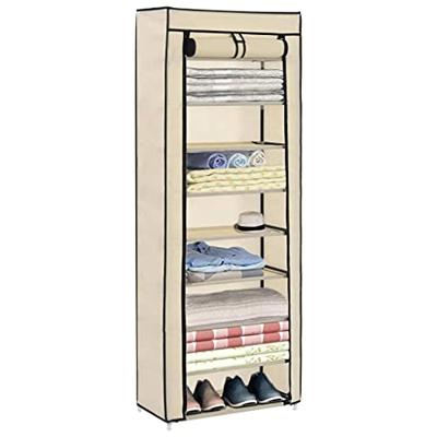 Schoenenkast met hoes 57x29x162 cm stof crme