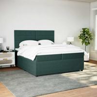 Boxspring met matras fluweel donkergroen 200x200 cm - thumbnail