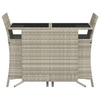 3-delige Bistroset met kussens poly rattan lichtgrijs - thumbnail