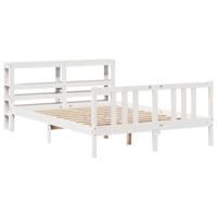 Bedframe met hoofdeinde zonder matras 140x200 cm wit - thumbnail