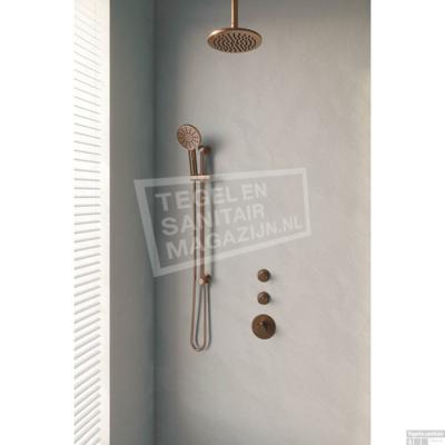 Koperen thermostatische regendouche set met 20 cm douchekop