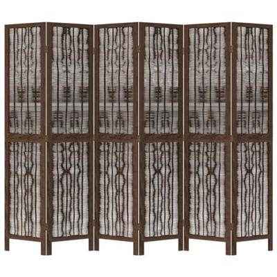 Kamerscherm met 6 panelen massief paulowniahout donkerbruin
