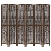 Kamerscherm met 6 panelen massief paulowniahout donkerbruin - thumbnail