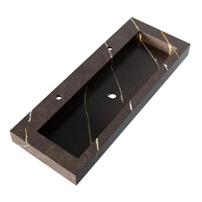 Brauer Coral Wastafel - 120 cm - met 1 Spoelbak en 2 Kraangaten - Marmerlook Copper Brown