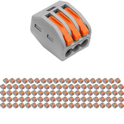 3-Pins Verbindingsklemmen Set - 100 Stuks Grijs/Oranje
