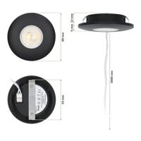 Set van 5 Pavo - Platte LED ipbouwspots met lage inbouwdiepte 12mm - 3 Watt 300 Lumen - 2700K Warm wit - Dimbaar - Rond - Meubelspot - IP44 waterdicht - Zwart - thumbnail