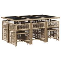 11-delige Tuinset met kussens poly rattan beige - thumbnail