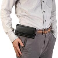 Lamsdarm elastiek mannen 5.7-6.0 Inch mobiele telefoon Universal opknoping taille lederen draagtas met kaartslot voor iPhone XS Max / 8 Plus / 7 Plus - thumbnail