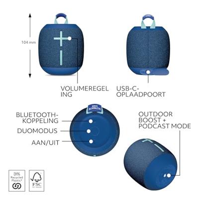 Ultimate Ears Wonderboom 4 Bluetooth luidspreker Draagbaar Blauw
