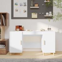 Bureau 140x50x75 cm bewerkt hout wit - thumbnail