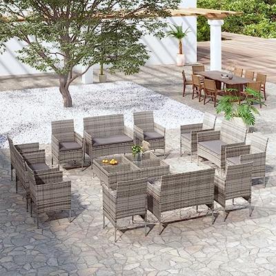 16-delige Loungeset met kussens poly rattan grijs