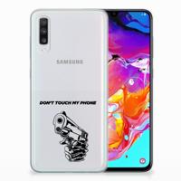 Samsung Galaxy A70 Silicone-hoesje Gun Don't Touch My Phone - thumbnail