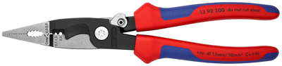 Knipex Elektro installatietang | Meer-componentengrepen | Zwart geatramenteerd | Lengte 200 mm | Zelfbedieningskaart/blister - 13 92 200 SB Knipex Elektro installatietang | Meer-componentengrepen | Zwart geatramenteerd | Lengte 200 mm | Zelfbedieningskaart/blister - 13 92 200 SB