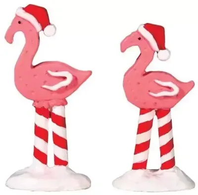 Lemax pink flamingos s/2 kerstdorp accessoire Sugar &apos;N&apos; Spice 2017