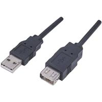 Manhattan 338653-CG USB-kabel USB 2.0 USB-A stekker, USB-A bus 1.80 m Zwart Vergulde steekcontacten, UL gecertificeerd - thumbnail
