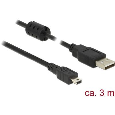 Delock 84915 USB-kabel USB 2.0 USB-A stekker, USB-mini-B stekker 2.00 m Zwart Met Ferrietkern Delock 84915 USB-kabel USB 2.0 USB-A stekker, USB-mini-B stekker 2.00 m Zwart Met Ferrietkern
