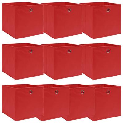 VidaXL Opbergboxen 10 st 32x32x32 cm stof rood VidaXL Opbergboxen 10 st 32x32x32 cm stof rood