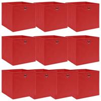 VidaXL Opbergboxen 10 st 32x32x32 cm stof rood - thumbnail