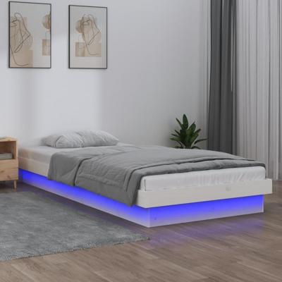 Bedframe LED massief hout wit 90x190 cm 3FT Single Bedframe LED massief hout wit 90x190 cm 3FT Single