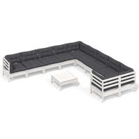 11-delige Loungeset met kussens grenenhout wit - thumbnail