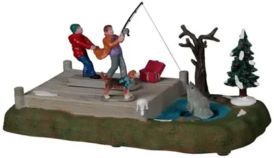 Lemax too big a catch bewegend kerstdorp tafereel Vail Village 2022