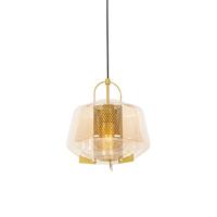 QAZQA Art deco hanglamp goud met amber glas 30 cm - Kevin - thumbnail