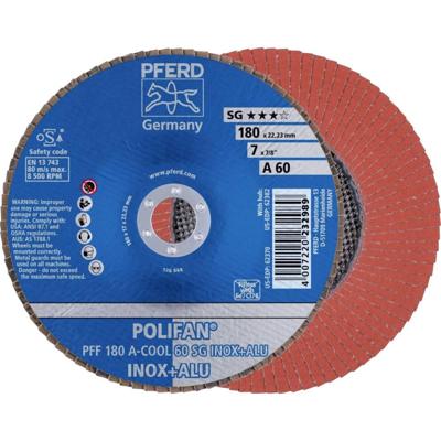 PFERD TOOLS 67656185 PFF 180 A-COOL 60 SG INOX+ALU Lamellenschijf Diameter 180 mm Boordiameter 22.23 mm Aluminium, Non-ferrometaal, RVS 10 stuk(s)