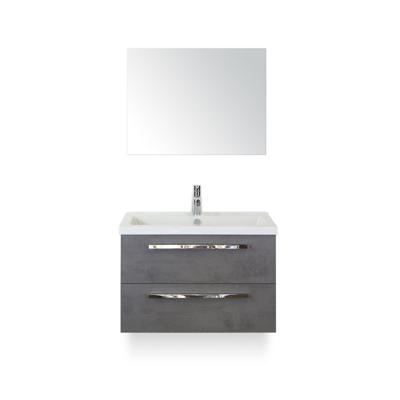 Seville Badmeubelset 80 cm - Beton Antraciet - Keramische Wastafel Wit Djazz - met Spiegel