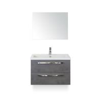 Seville Badmeubelset 80 cm - Beton Antraciet - Keramische Wastafel Wit Djazz - met Spiegel - thumbnail