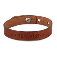 Leren armband graveren - Vaderdag - Bruin - thumbnail
