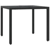 3-delige Bistroset met kussens poly rattan zwart - thumbnail