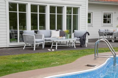 Nohr Loungeset 'Sauel' Met bank, 2 stoelen en tafel, kleur Grijs/Wit