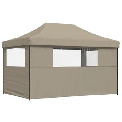 Partytent inklapbaar pop-up met 3 zijwanden taupe Partytent inklapbaar pop-up met 3 zijwanden taupe