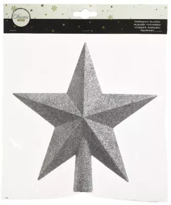 Decoris Piek Kunststof zilver met glitters 4.2x19x19cm