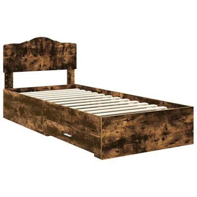 Bedframe met hoofdeinde Gerookt eiken 75 x 190 cm Bewerkt hout