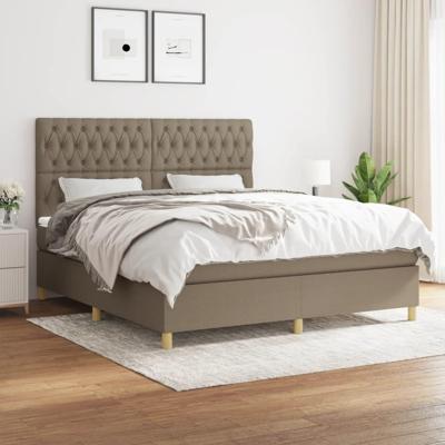 Boxspring met matras stof taupe 180x200 cm