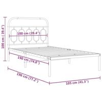 Bedframe met hoofdbord metaal zwart 100x190 cm - thumbnail