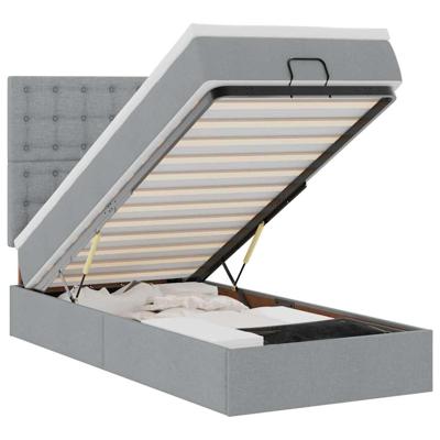Ottoman bed met matras en LED's 140x200cm stof lichtgrijs - thumbnail