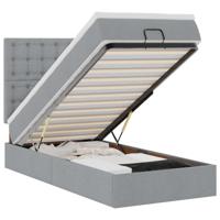 Ottoman bed met matras en LED's 90x190cm stof lichtgrijs - thumbnail