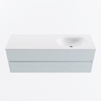 MONDIAZ VICA 140cm badmeubel onderkast Clay 2 lades. Wastafel MOON rechts zonder kraangat, kleur Talc. - thumbnail