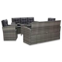 5-delige Tuinset met kussens poly rattan grijs - thumbnail