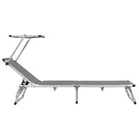 Ligbed inklapbaar met dak aluminium en textileen grijs - thumbnail