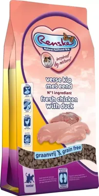 Renske Senior Graanvrij Super Premium vers bereid kip met eend kattenvoer 2 x 1,5 kg