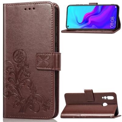 Lucky Clover Pressed Flowers Patroon Lederen Case voor Huawei Nova 4 met houder & Kaart Slots & Portemonnee & Handriem (Bruin) Lucky Clover Pressed Flowers Patroon Lederen Case voor Huawei Nova 4 met houder & Kaart Slots & Portemonnee & Handriem (Bruin)