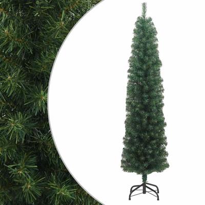 VidaXL Kunstkerstboom met standaard smal 240 cm pvc groen
