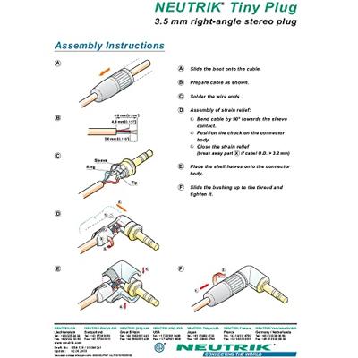 Neutrik NTP3RC-B jack 3.5mm stereo male kabeldeel zwart